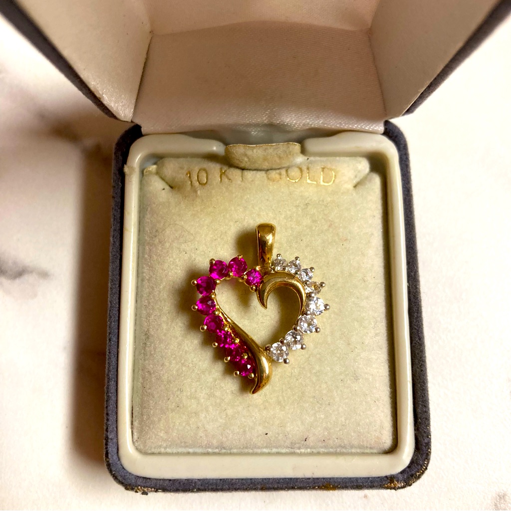 New 10k Gold Pendant With Precious Stones